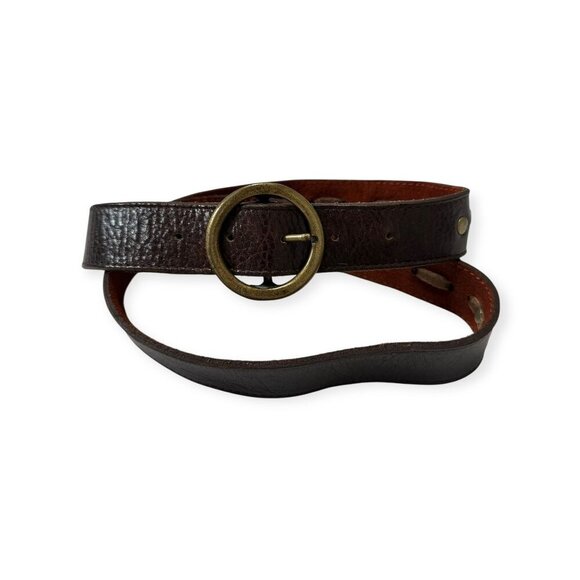 Kim White Brown Leather Belt  with Brass Rings,‎ Size 40 - Picture 13 of 16